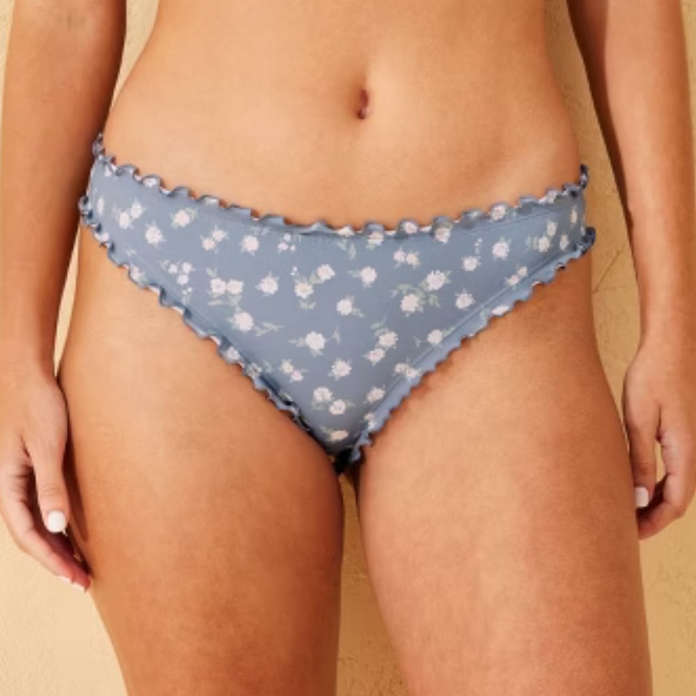 ⚫️ Shade & Shore Ruffle Cheeky Bikini Bottom Multi Floral Print Low Rise Size XS